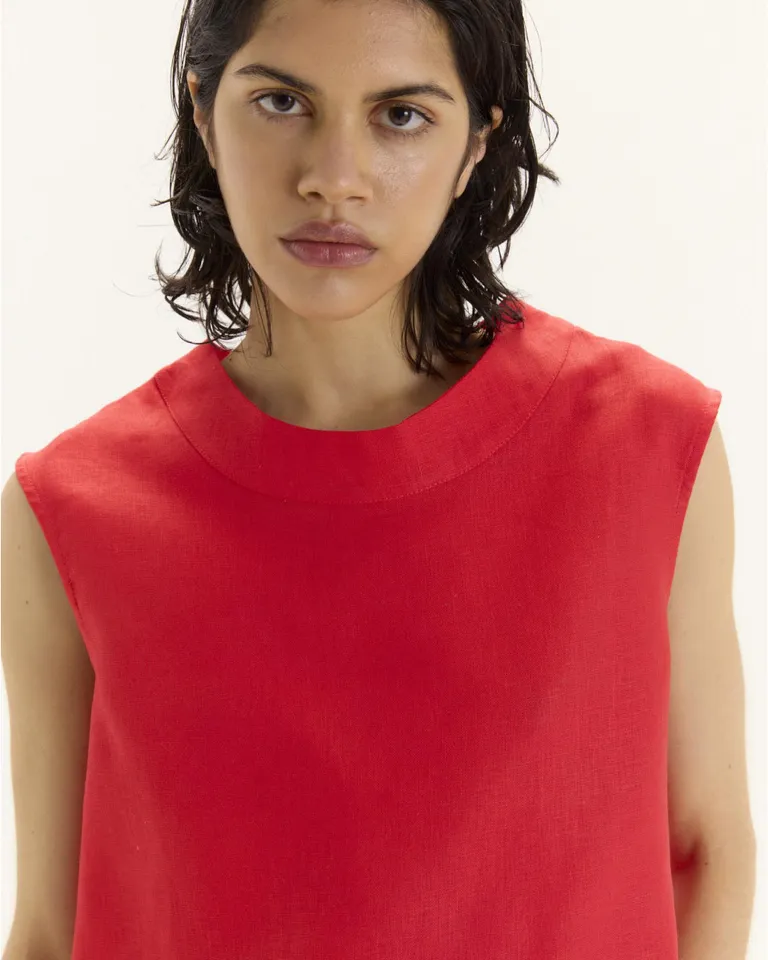 Top sin mangas de corte recto y escote redondo en color naranja de Blue Sheep en Tops para argentina