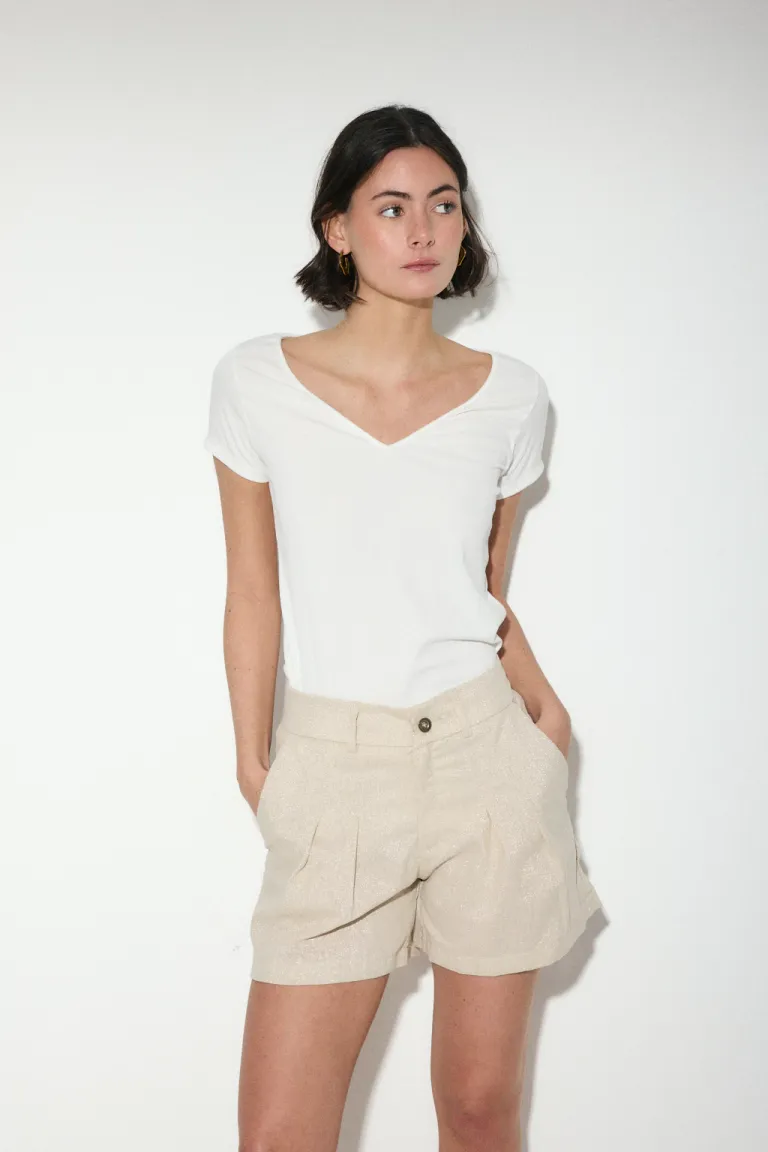 Remera básica de manga corta con escote en V para mujer de Audaz en Remeras para argentina