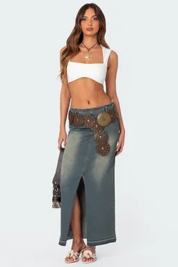 Maxifalda denim lavado lexy de Edikted en Faldas para argentina