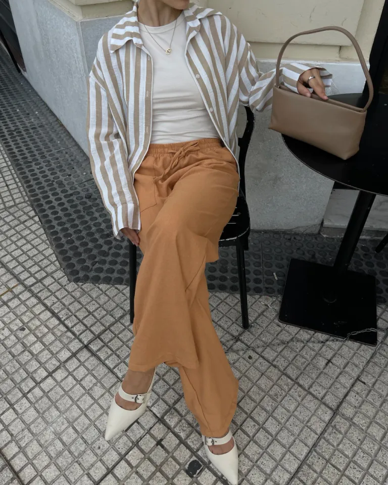 Pantalones palazzo de lino con cintura elástica y bolsillos laterales de Lemmon en Pantalones para argentina