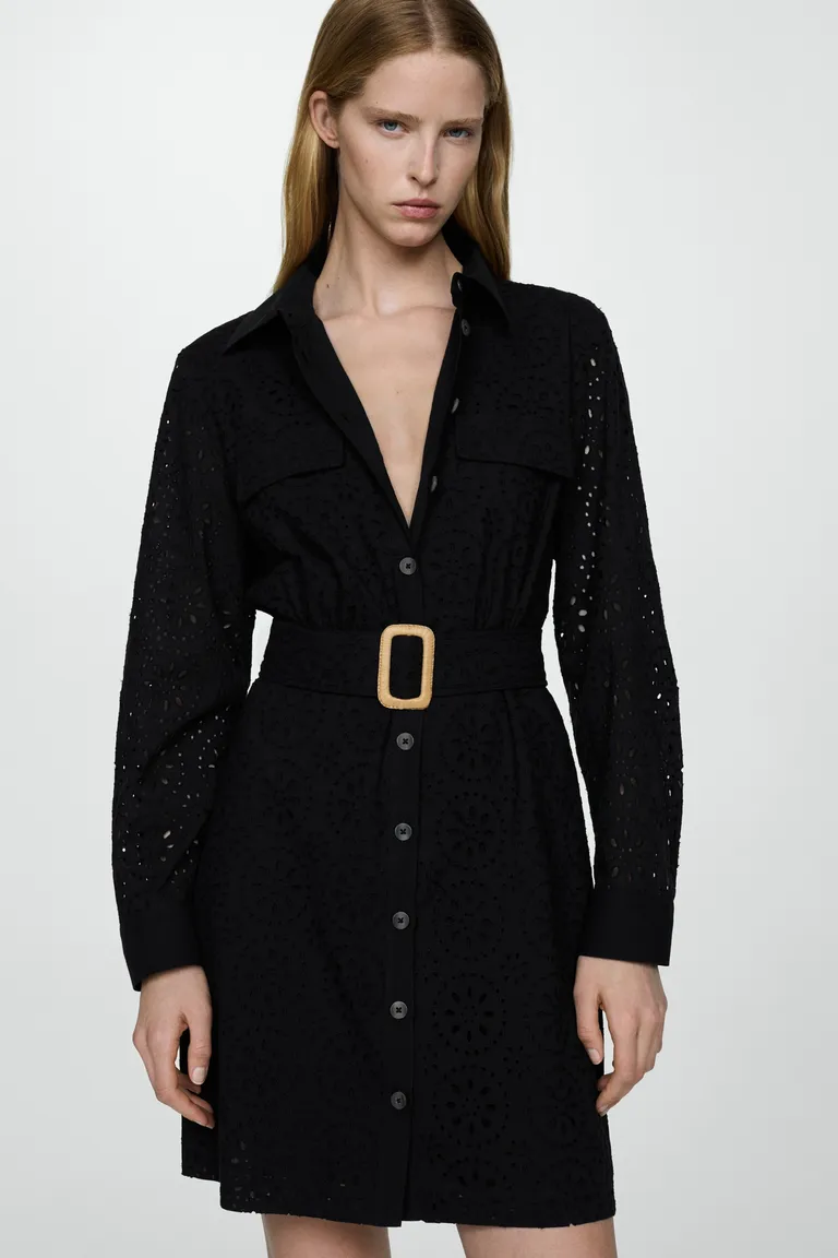 Vestido camisero bordado suizo de Mango en Vestidos para argentina