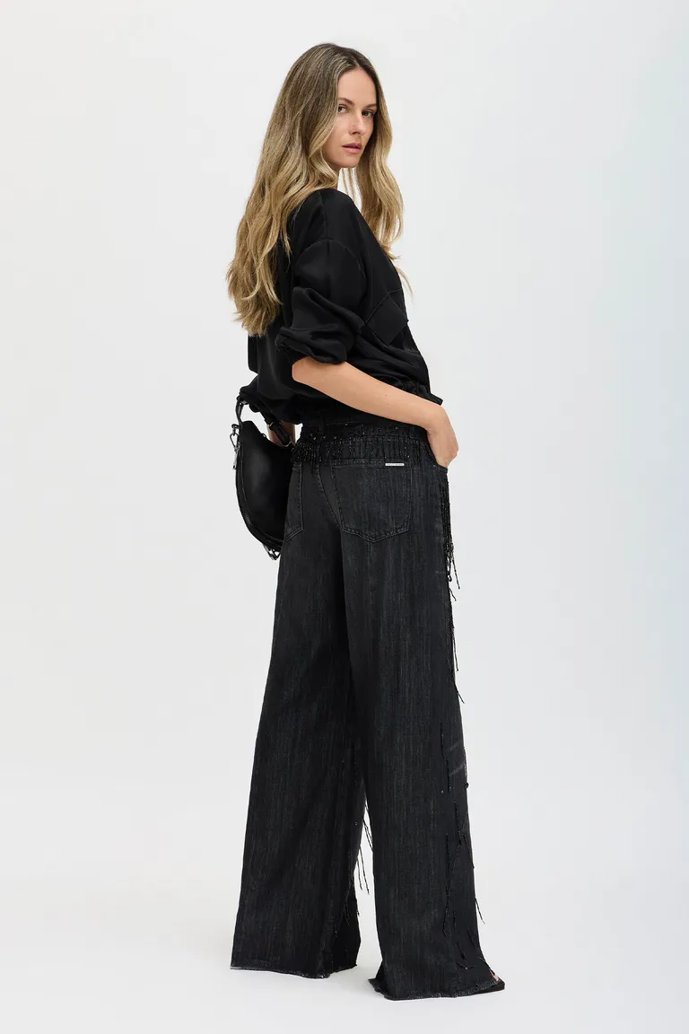 Pantalón wide leg de edición limitada con bordados a mano y recortes en las piernas de Tucci en Pantalones para argentina