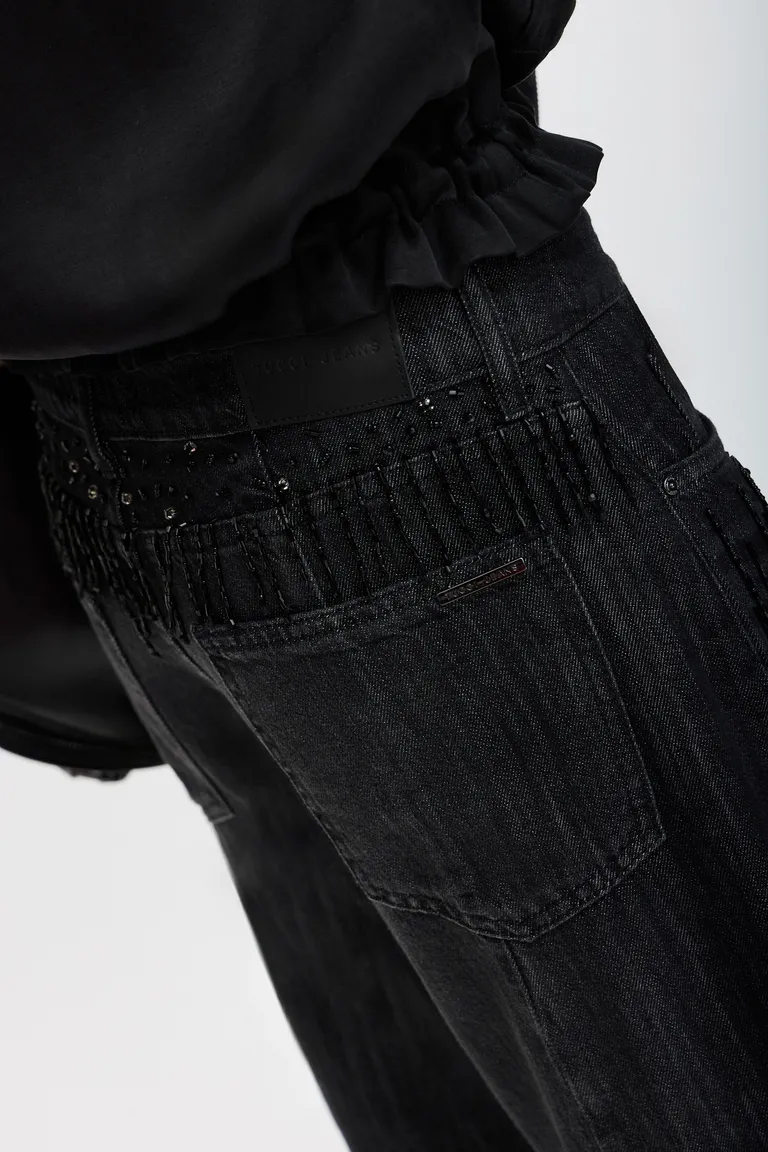 Pantalón wide leg de edición limitada con bordados a mano y recortes en las piernas de Tucci en Pantalones para argentina