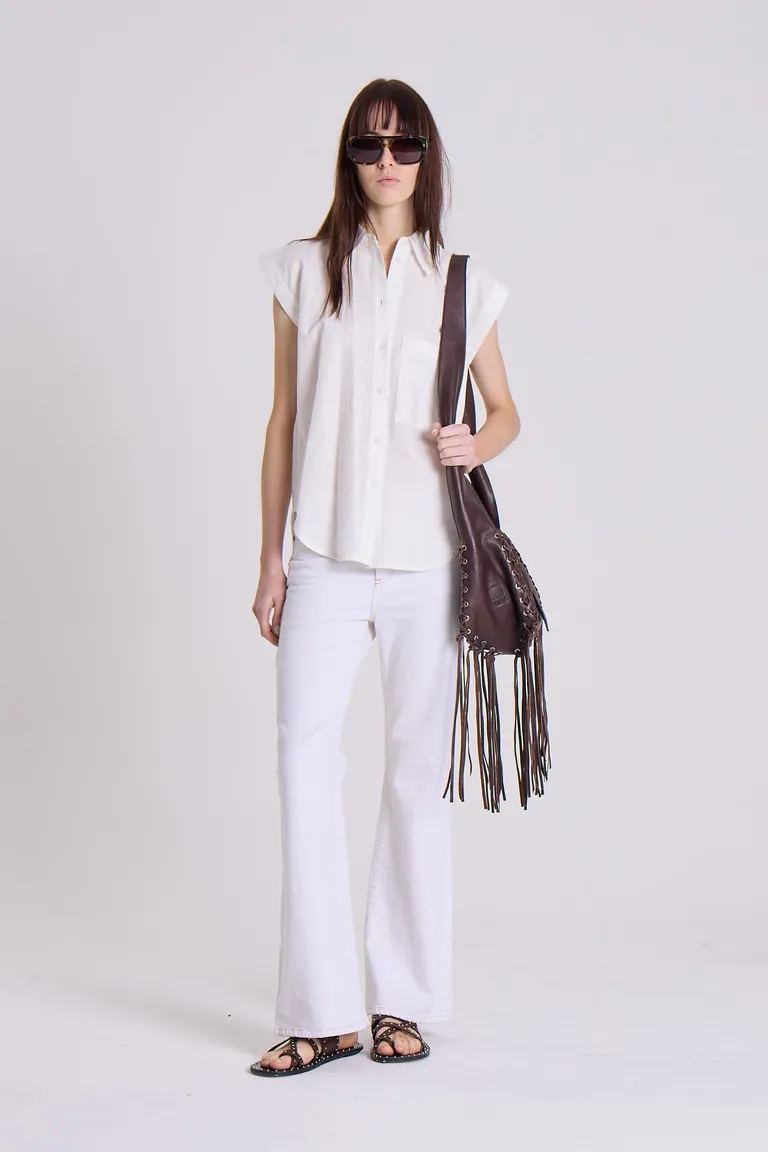 Camisa de lino y algodón de corte recto y cuello camisero para mujer de Maria Cher en Camisas para argentina
