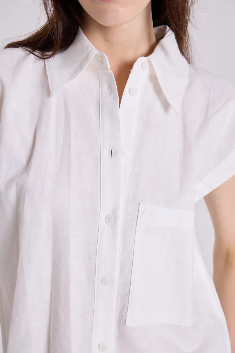 Camisa de lino y algodón de corte recto y cuello camisero para mujer de Maria Cher en Camisas para argentina