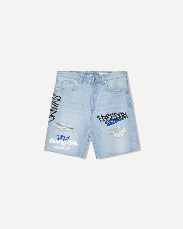 Bermuda denim estampada de Bershka en Bermudas y Shorts para argentina