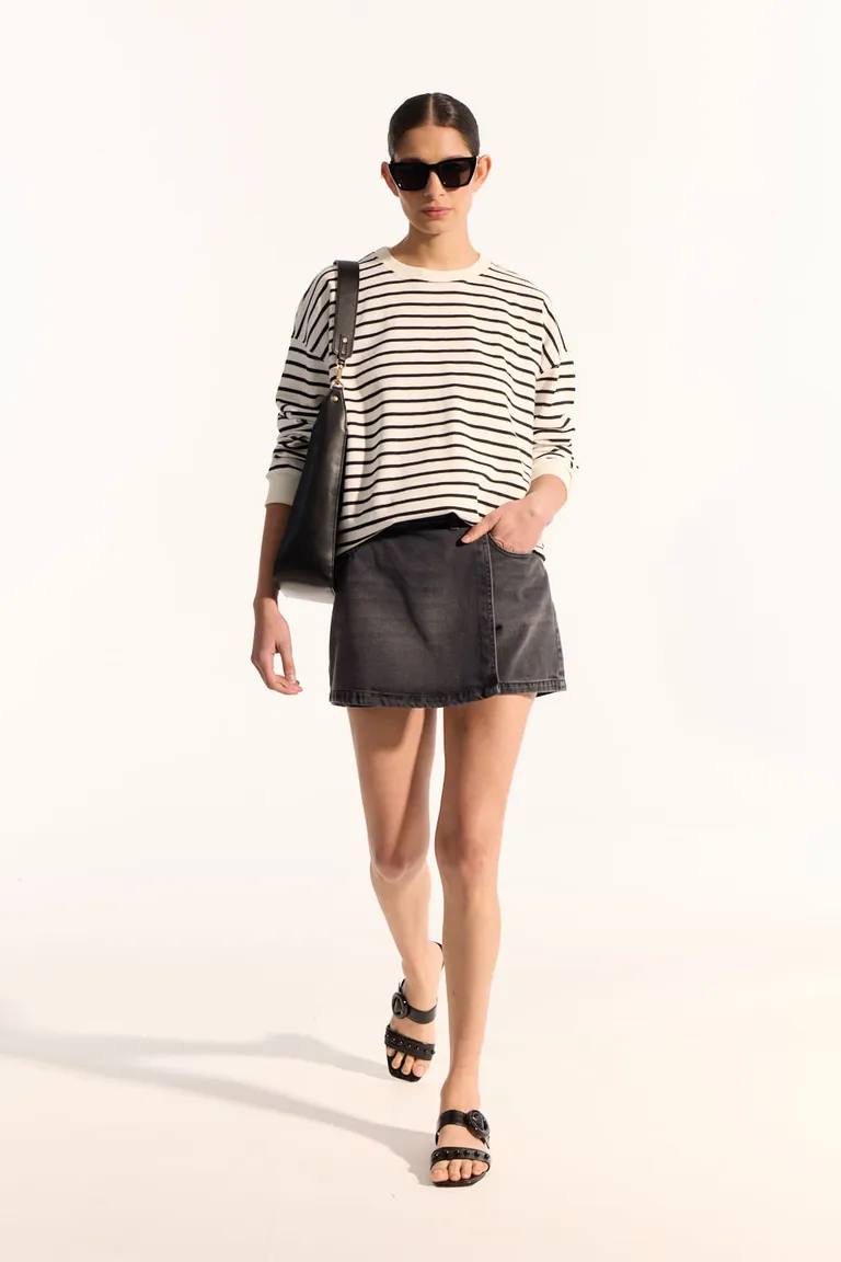 Buzo náutico oversize con rayas horizontales y logo bordado de Portsaid en Buzos y Sweaters para argentina