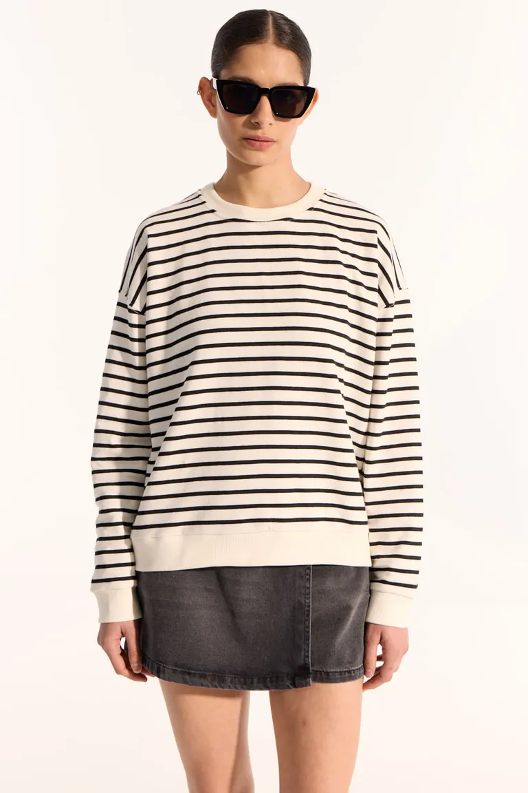 Buzo náutico oversize con rayas horizontales y logo bordado de Portsaid en Buzos y Sweaters para argentina