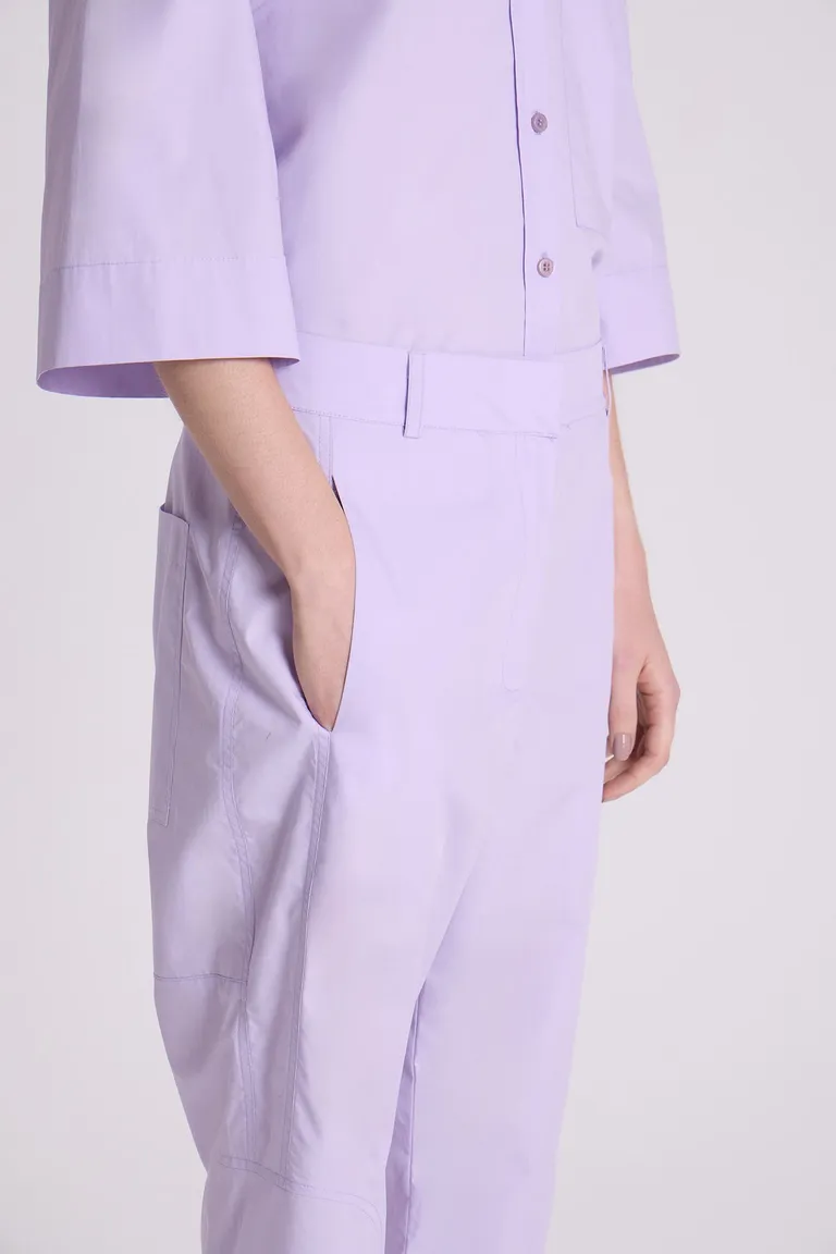 Pantalón slim de algodón de largo al tobillo con pinzas y puños anchos de Maria Cher en Pantalones para argentina