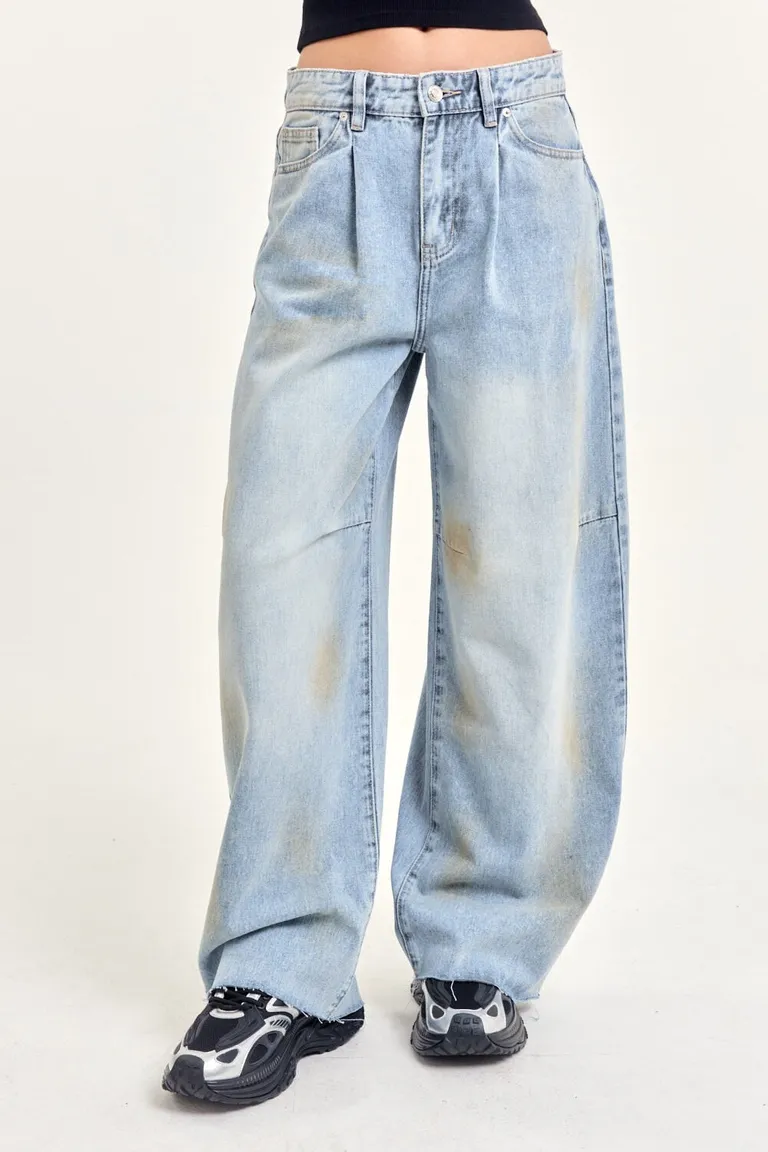 Pantalones vaqueros de pierna ancha con lavado artesanal y efecto desgastado de 47 Street en Pantalones para argentina