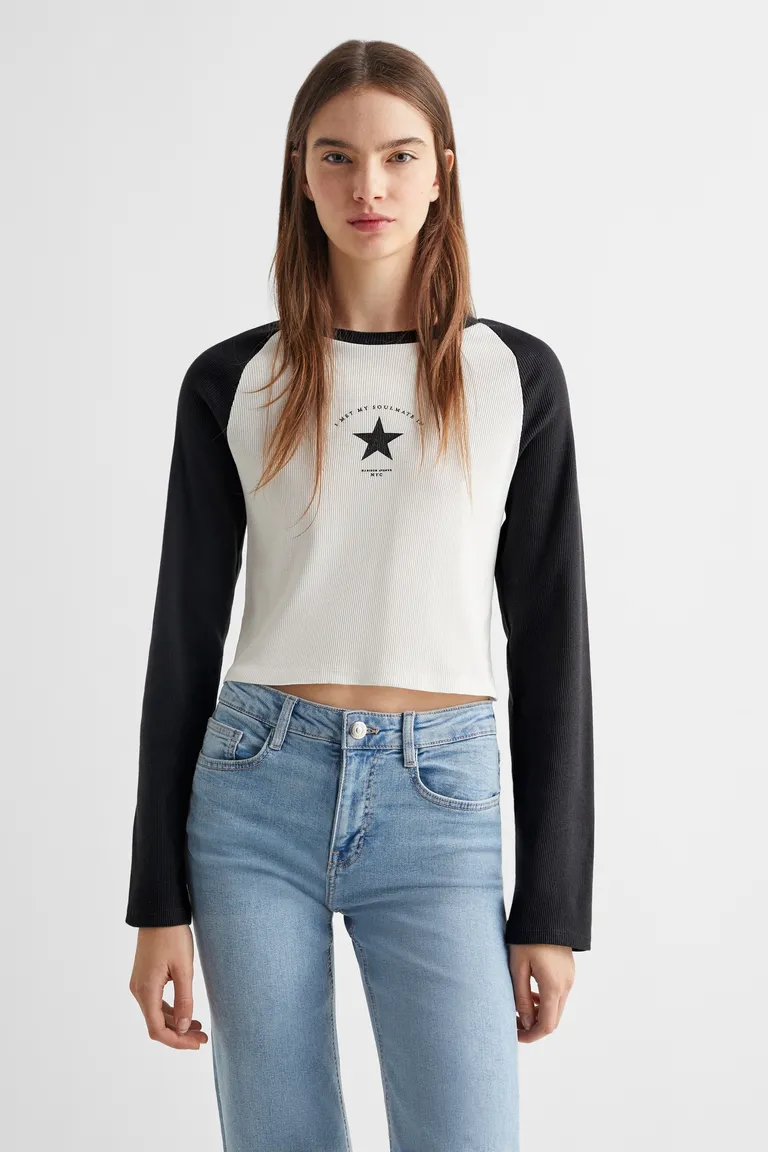 Remera canalé con mensaje de Mango Teen en Remeras para argentina