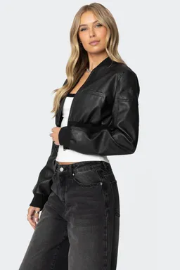Bomber cuero sintético cropped de Edikted en Chaquetas para argentina