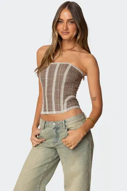 Corset jaiden estampado príncipe gales de Edikted en Tops para argentina