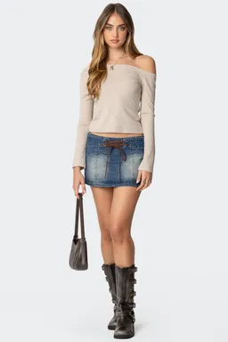 Minifalda denim con cordones tania de Edikted en Faldas para argentina