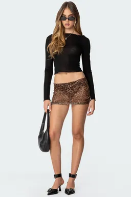 Mini falda mesh traslúcida leopardo de Edikted en Shorts para argentina