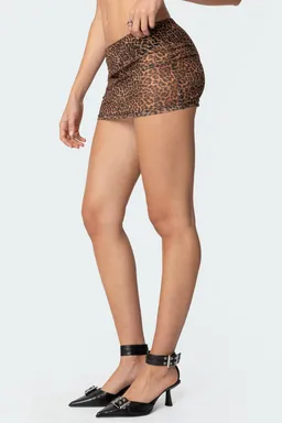 Mini falda mesh traslúcida leopardo de Edikted en Shorts para argentina
