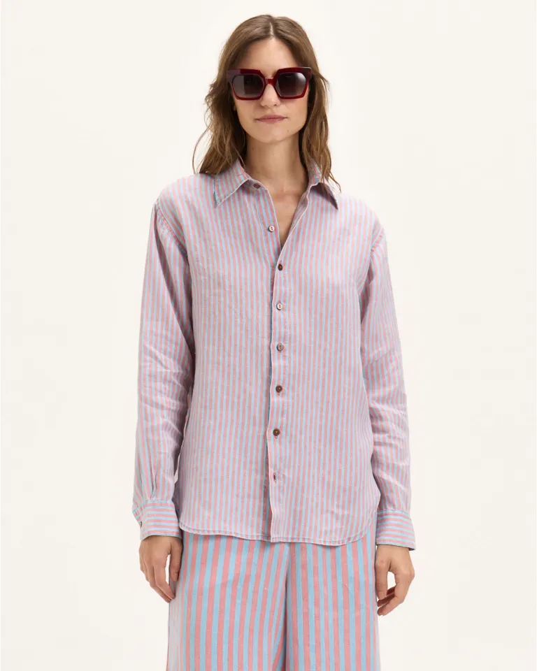 Camisa manga larga de corte clásico con diseño a rayas y botones frontales de Blue Sheep en Camisas para argentina