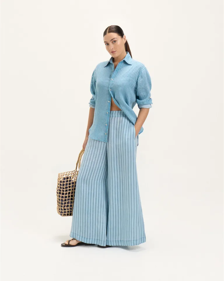 Camisa manga larga de corte clásico con diseño a rayas y botones frontales de Blue Sheep en Camisas para argentina