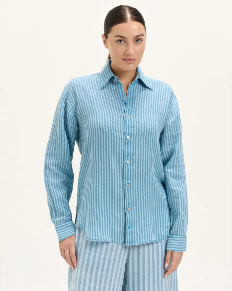 Camisa manga larga de corte clásico con diseño a rayas y botones frontales de Blue Sheep en Camisas para argentina