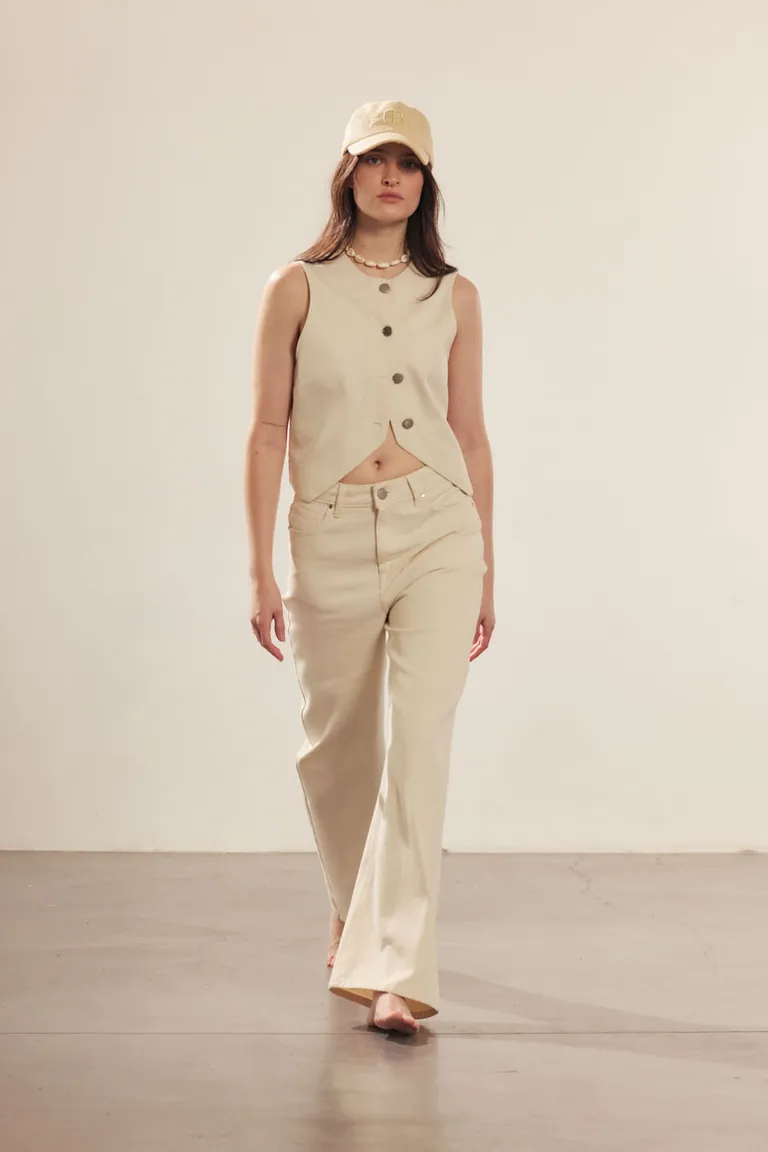 Chaleco sastre de algodón en tonos beige, diseño ajustado y de estilo clásico de Portsaid en Chalecos para argentina