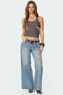 Jeans tiro bajo salpicaduras de Edikted en Pantalones para argentina