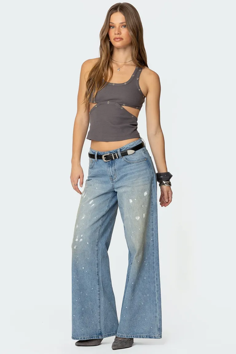 Jeans tiro bajo salpicaduras de Edikted en Pantalones para argentina