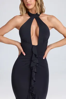 Vestido halter volantes negro de Oh Polly en Vestidos para argentina