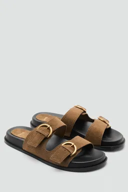 Sandalias planas cuero hebillas de Mango en Sandalias para argentina