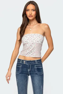 Top tubo floral pointelle de Edikted en Tops para argentina