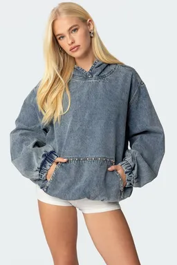 Buzo denim tachas marney de Edikted en Buzos y Sweaters para argentina