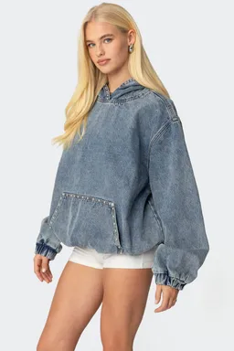 Buzo denim tachas marney de Edikted en Buzos y Sweaters para argentina