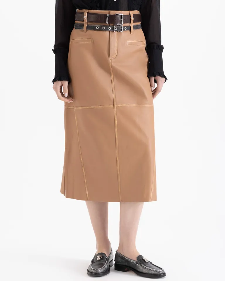 Pollera midi con tajos laterales y doble cinturón de Jazmin Chebar en Faldas para argentina