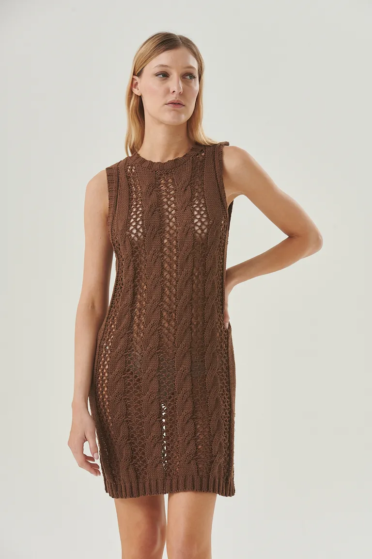 Vestido de verano sin mangas de estilo bohemio con textura calada de Sweet en Vestidos para argentina