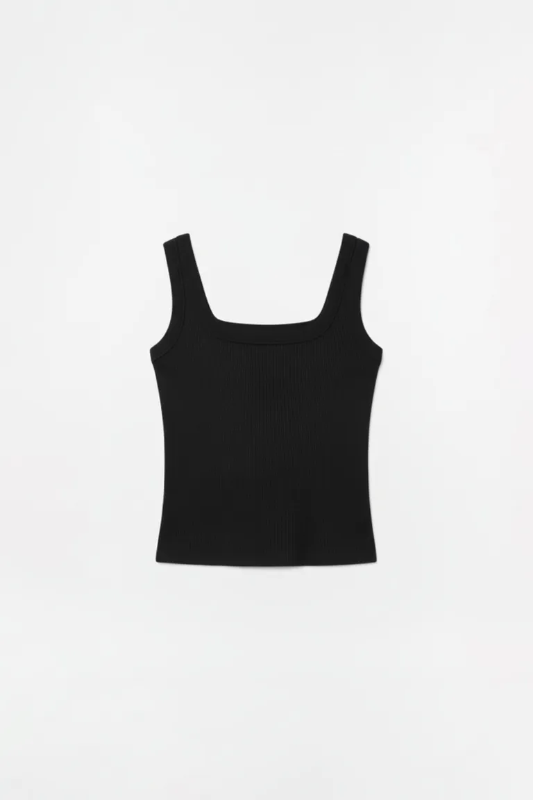 Top de algodón de escote cuadrado con detalle de collareta ancha de Top White en Tops para argentina