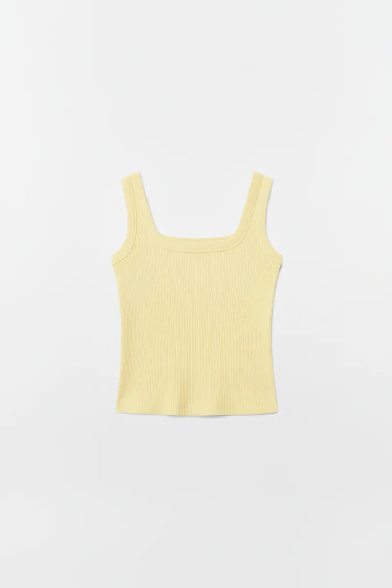 Top de algodón de escote cuadrado con detalle de collareta ancha de Top White en Tops para argentina