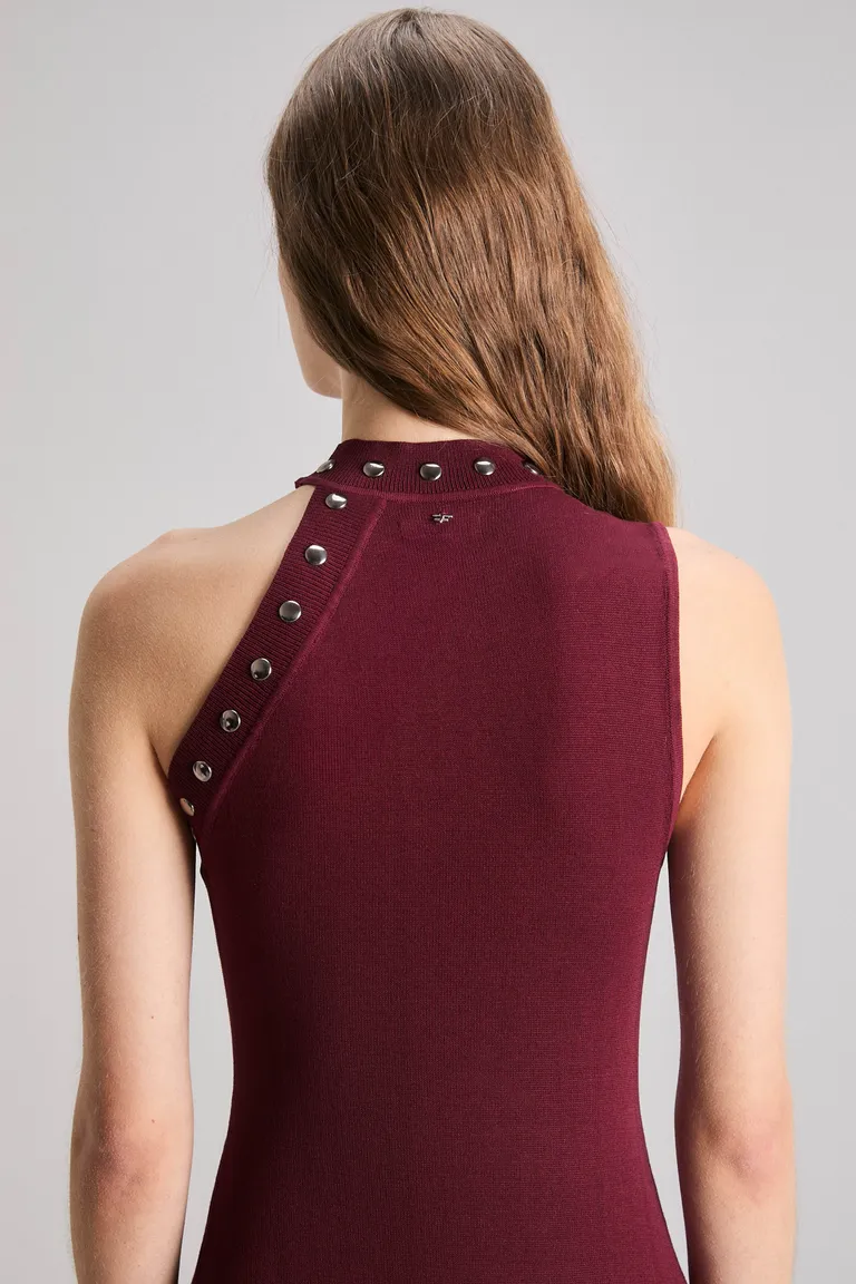 Vestido maxi asimétrico de punto jersey en tono rojo borgoña de Kosiuko en Vestidos para argentina