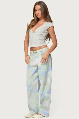 Jeans baggy tiro bajo patchwork de Edikted en Pantalones para argentina