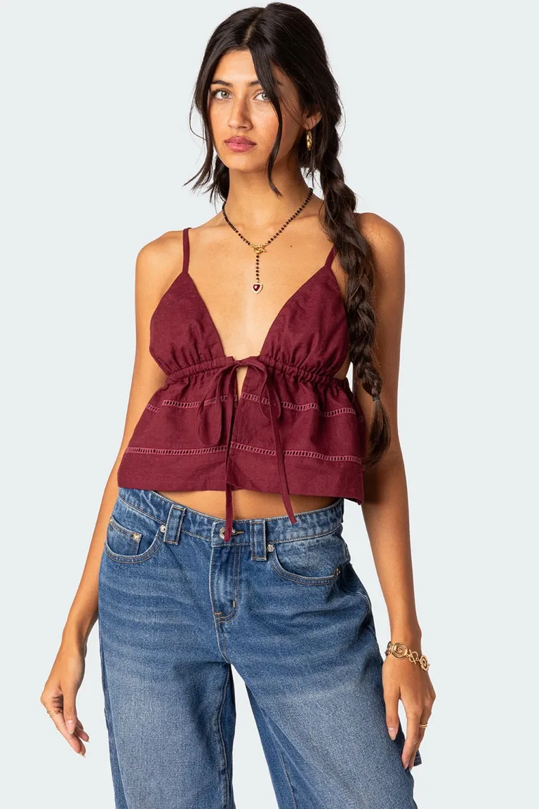 Musculosa algodón lazada frontal de Edikted en Tops para argentina