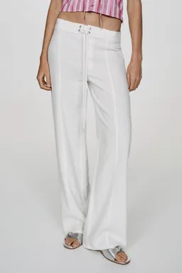 Pantalón lino con lazo de Mango en Pantalones para argentina