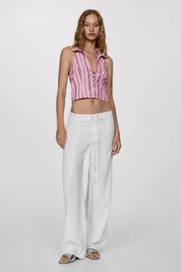 Pantalón lino con lazo de Mango en Pantalones para argentina