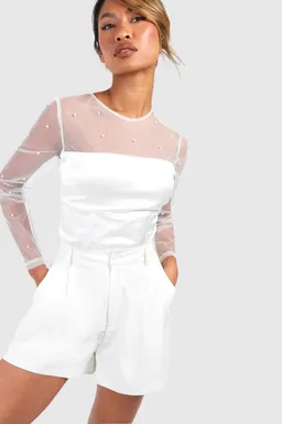 Top satinado manga larga perlado de Boohoo en Tops para argentina