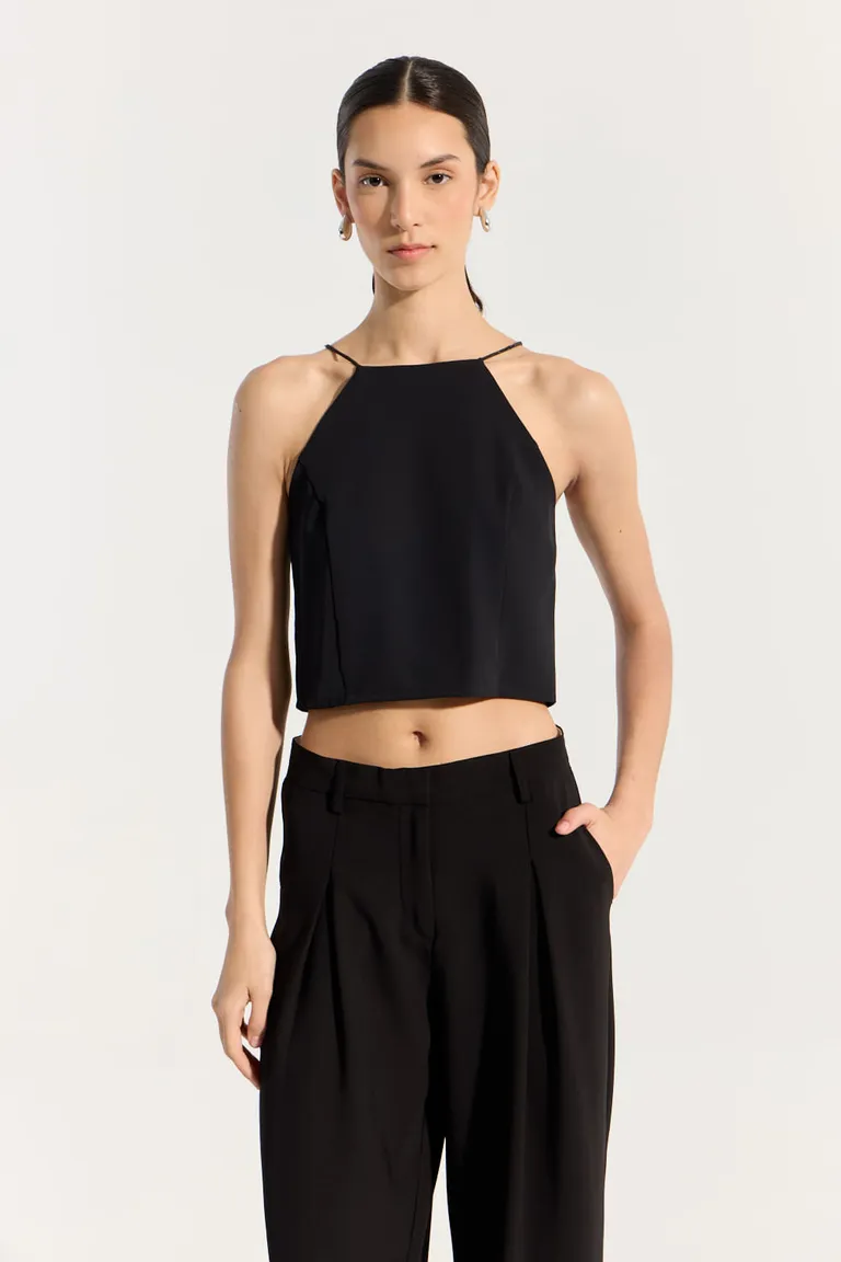 Elegante top de noche con detalles de strass y escote recto de Portsaid en Tops para argentina