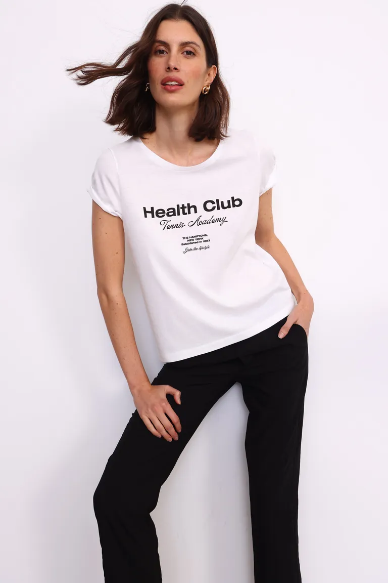 Remera de manga corta con estampado tipográfico para mujer de Yagmour en Remeras para argentina