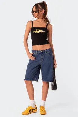 Bermudas denim tiro bajo oversized de Edikted en Shorts para argentina