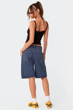 Bermudas denim tiro bajo oversized de Edikted en Shorts para argentina