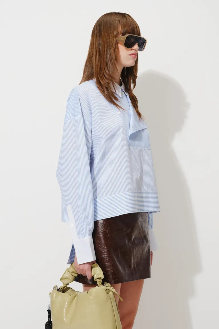 Camisa a rayas con cuello liso en contraste y mangas largas con puños abotonados de Mishka en Camisas para argentina