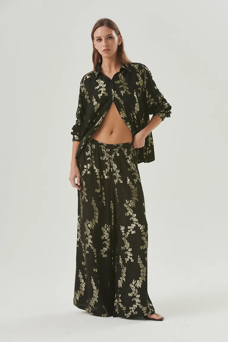 Pantalón floral de viscosa y poliamida con diseño elegante y silueta estilizada de Sweet en Pantalones para argentina