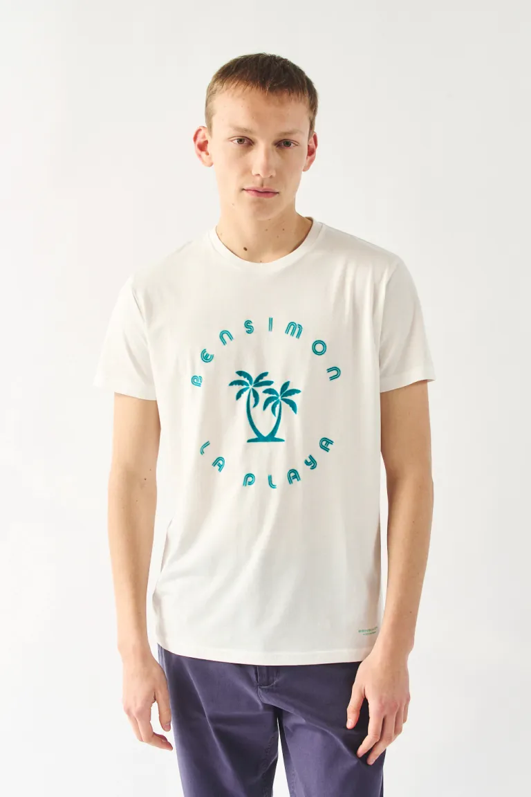 Remera de algodón con estampado de palmeras para hombre de Bensimon en Remeras y Polos para argentina