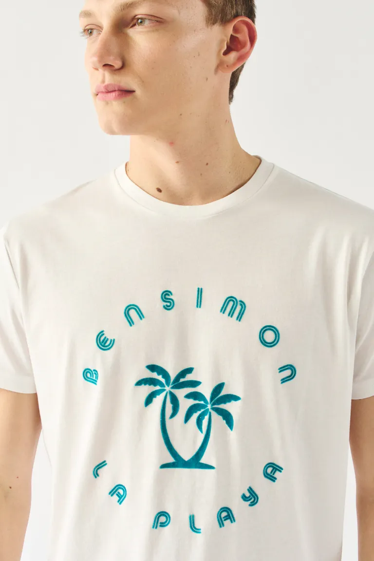 Remera de algodón con estampado de palmeras para hombre de Bensimon en Remeras y Polos para argentina