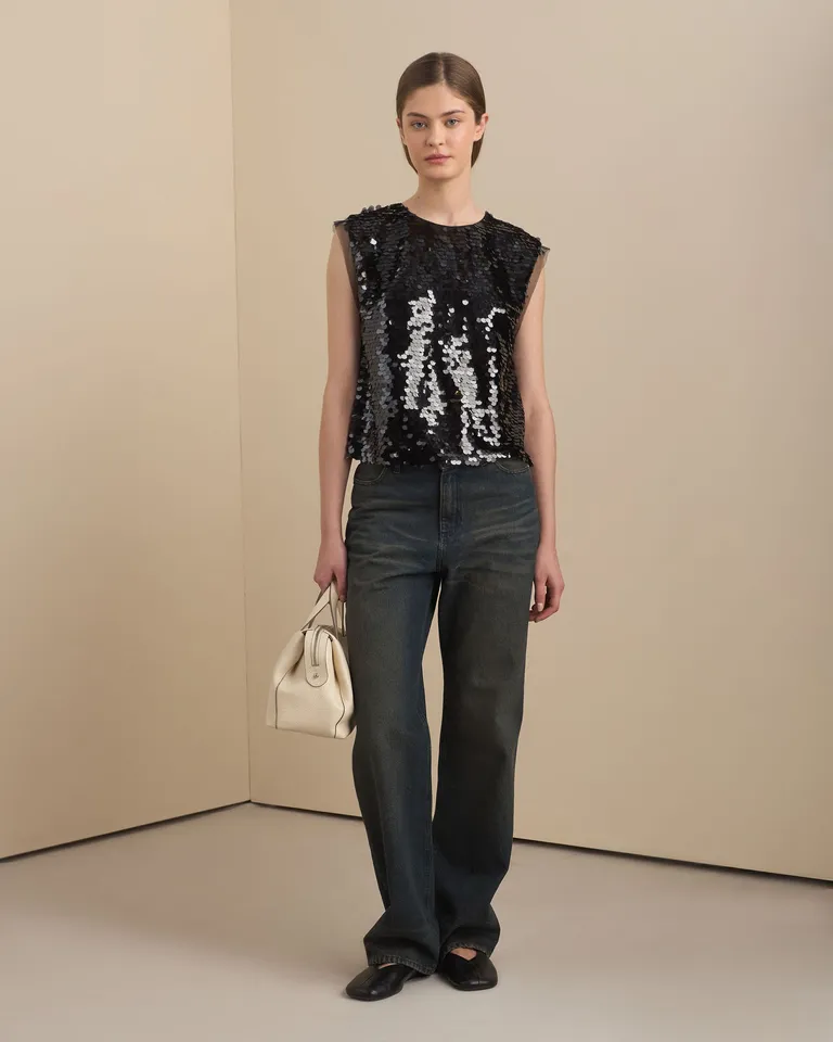 Pantalón de mezclilla recta con lavado matizado y costuras a tono de Prüne en Pantalones para argentina